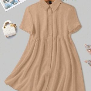 SHEIN Beige Short Sleeve Mini Dress